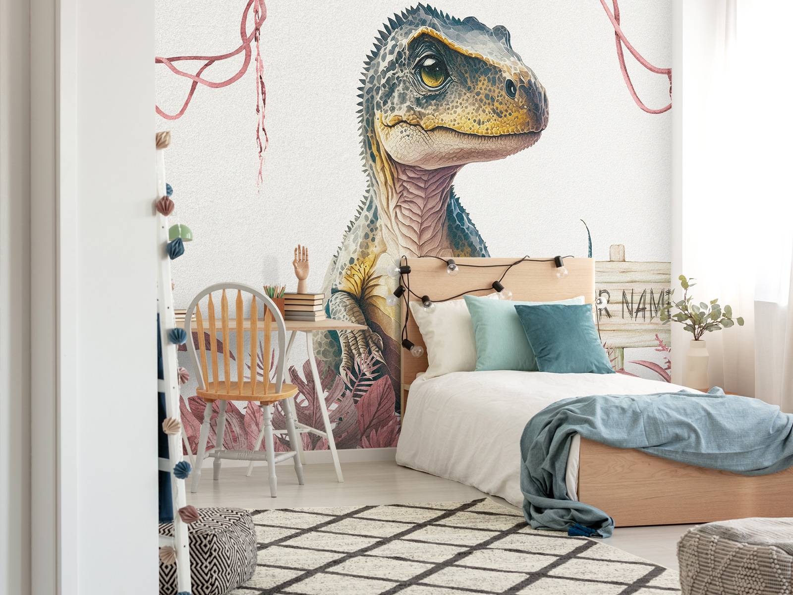 Baby t-rex i den rosa djungeln