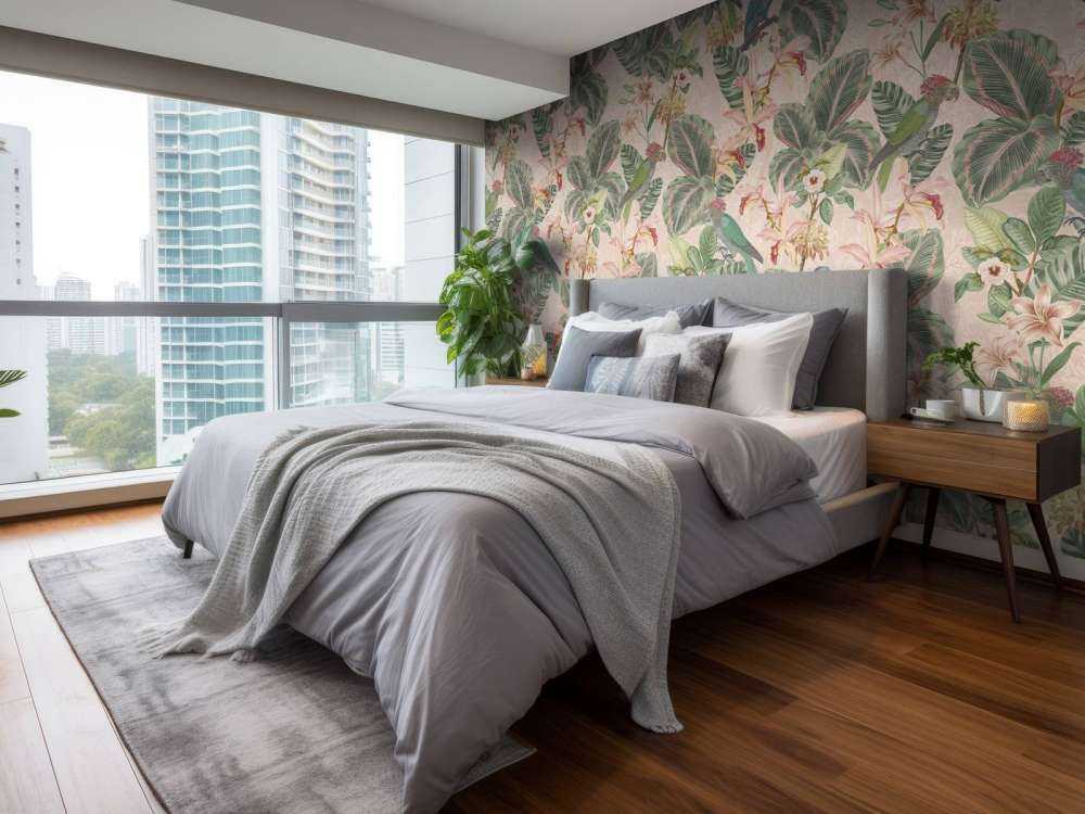 Tropiska djungelns fåglar & papegojor - mjukt rosa