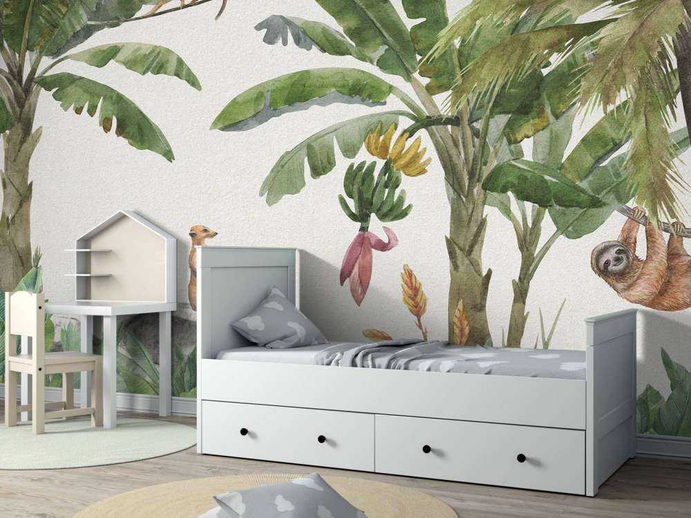 Djungel med färgglada djur