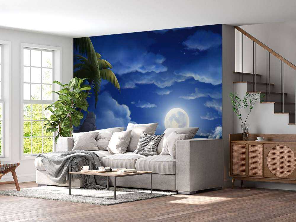 Vacker strand på natten