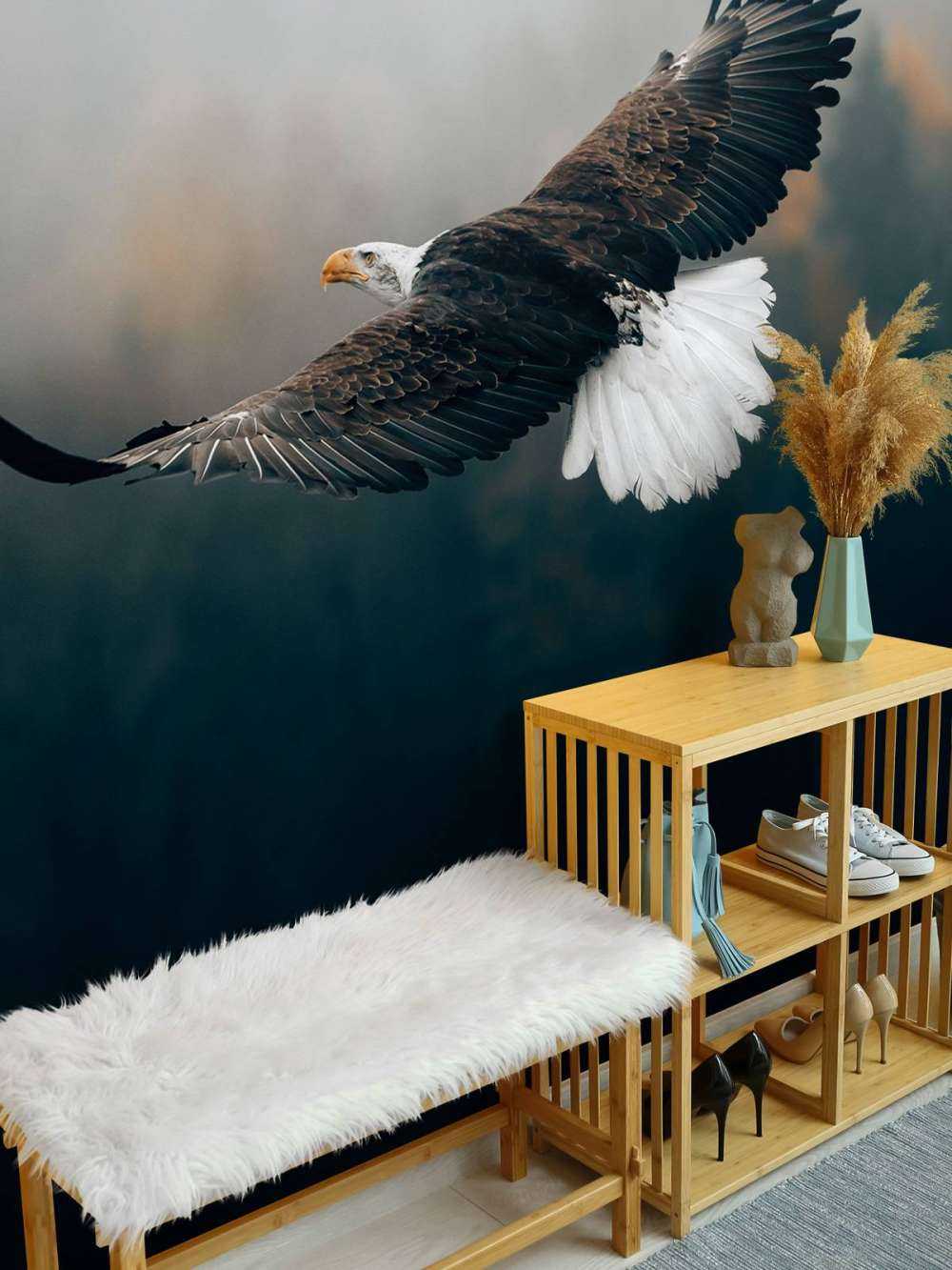 Bald eagle over skoven