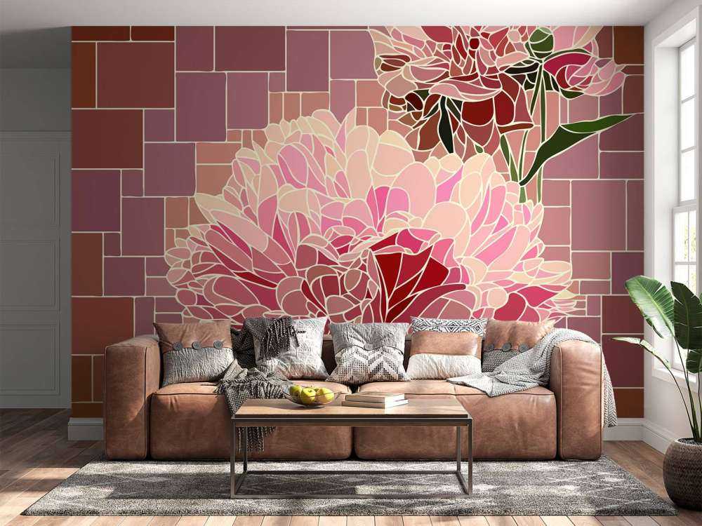 Lyserøde blomster mosaik