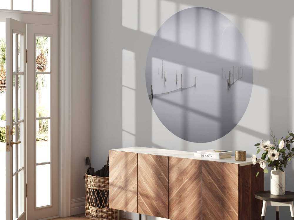 Fiskenet med tåge og tordenvejr