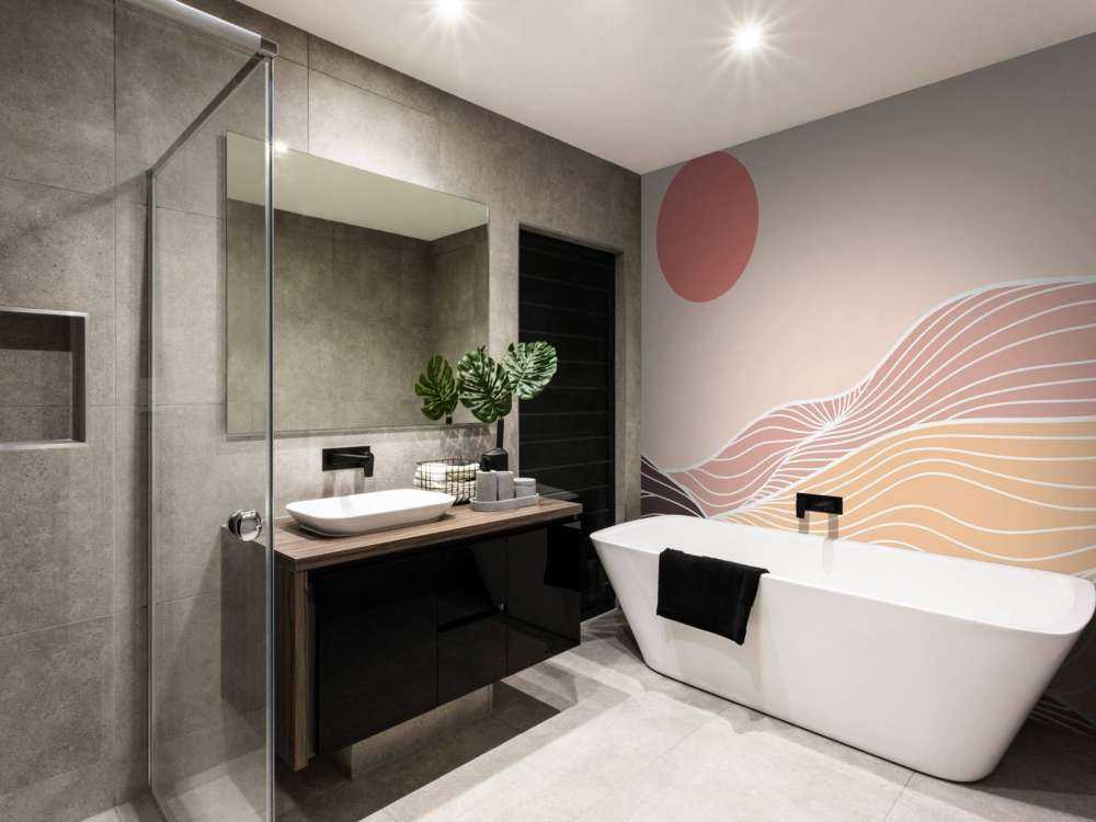 Lineart bjerge med solen