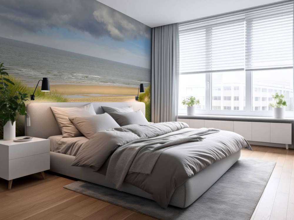 Solopgang på stranden ved kysten