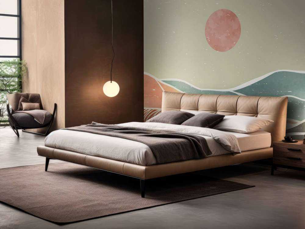 Farvede havbølger med en rød måne