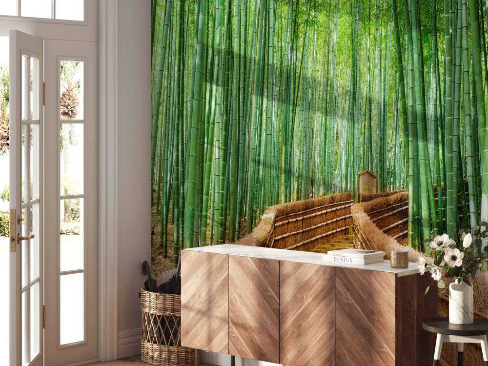 Trappe mellem bambusplanter