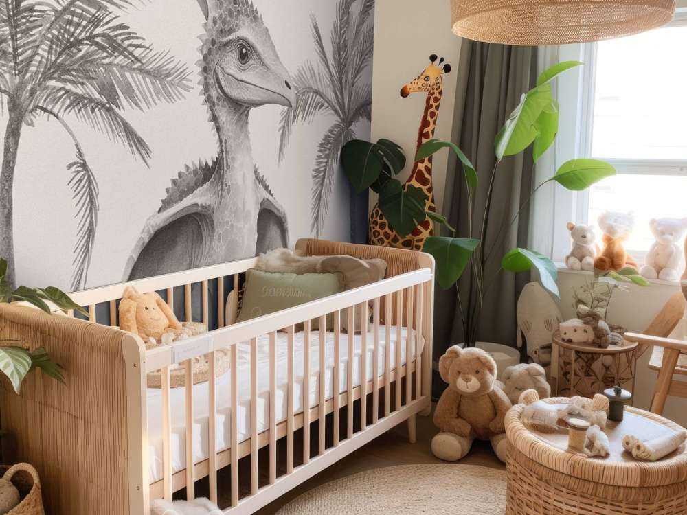 Baby pteranodon i den beige junglen