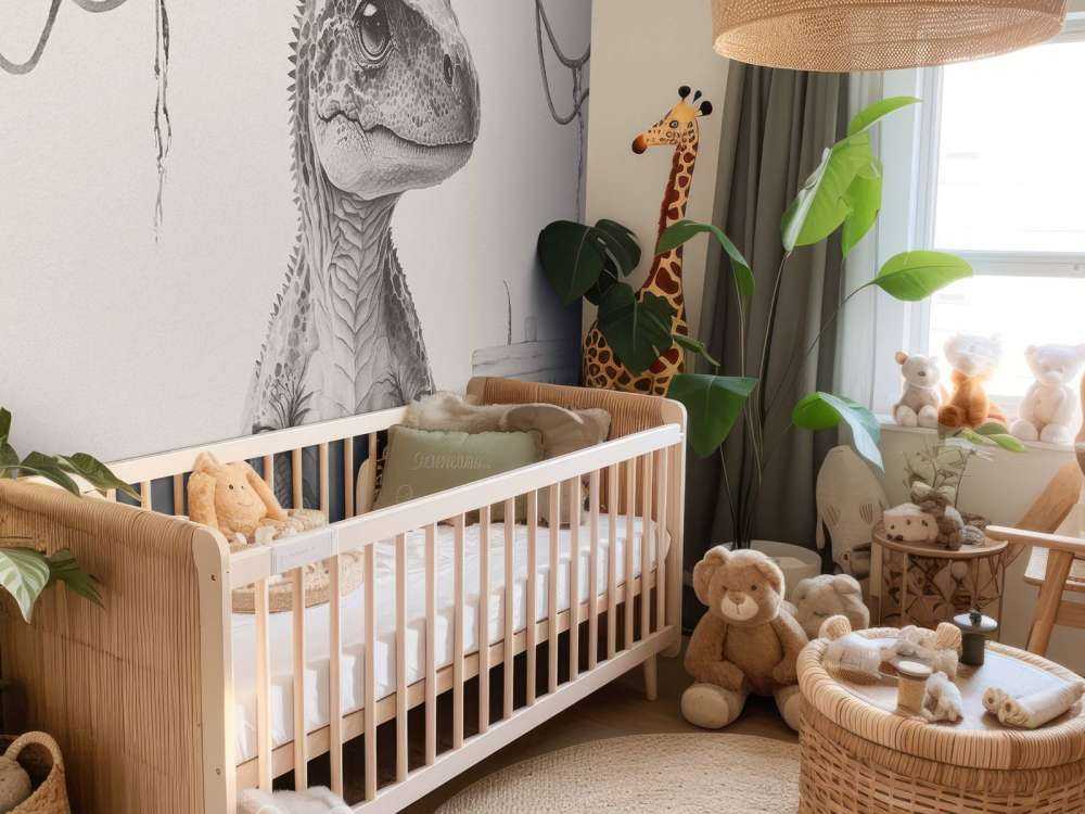 Baby t-rex i den beige junglen