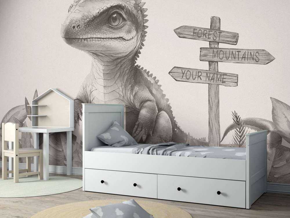 Baby spinosaurus i den beige junglen