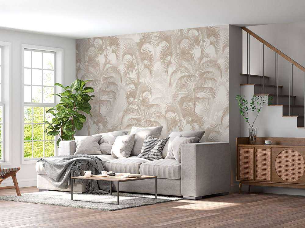 Tropiske vintage palmer - beige