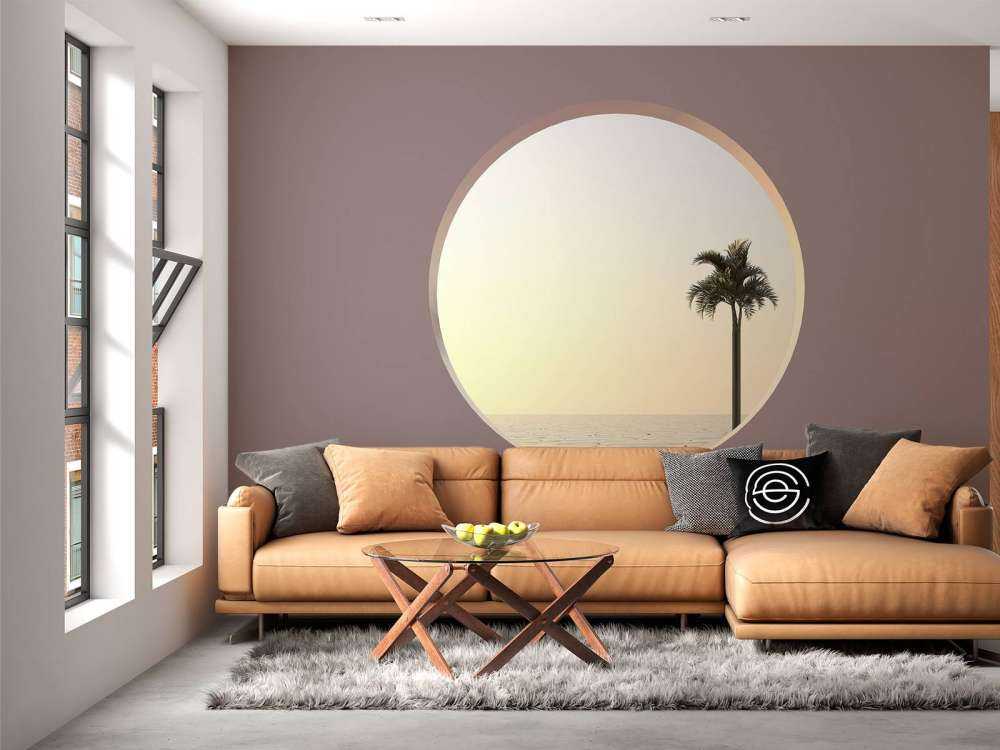 Pink væg med cirkel