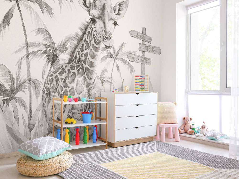 Baby-giraf i junglen beige