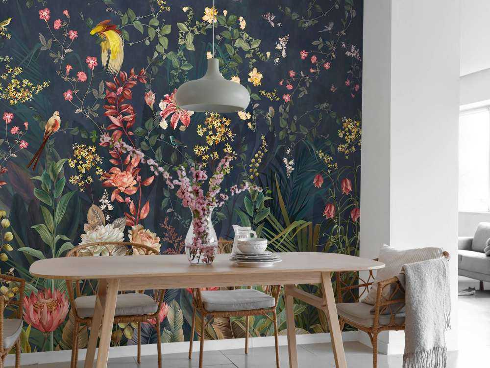 Jungleblomster og fugle