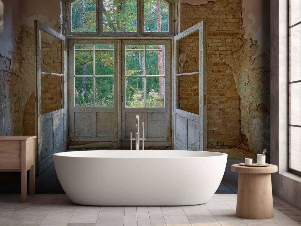 Forlatt hus ved skogen