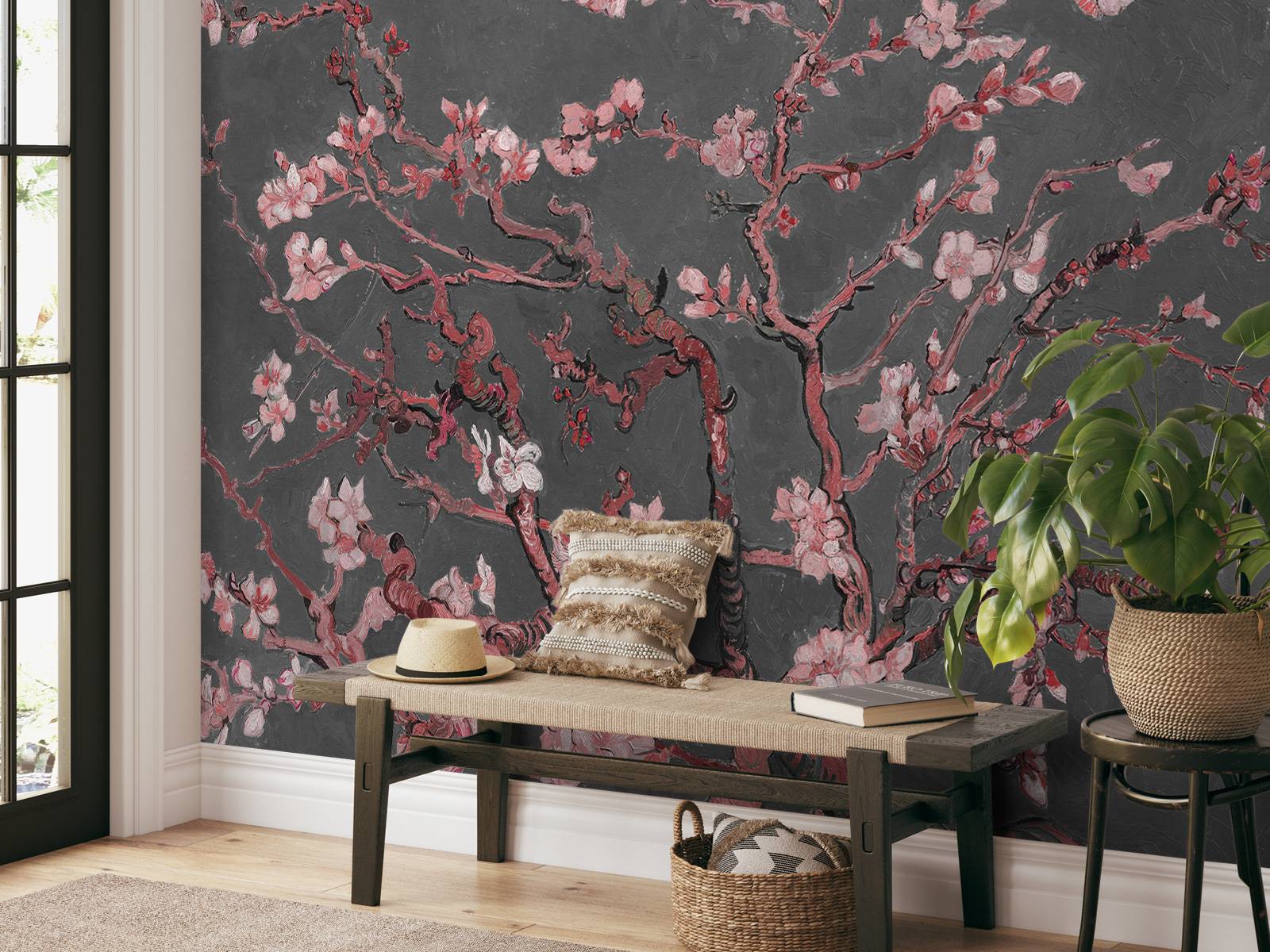 Mandelblomst med en rød fargetone