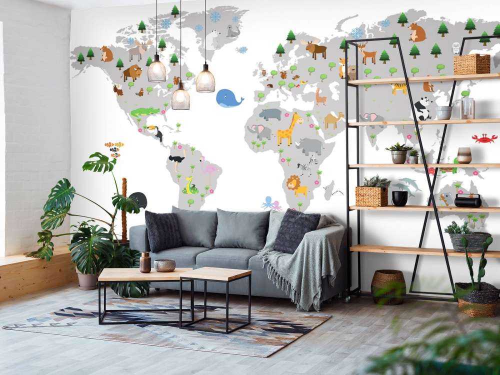 Verdenskart for barn med hvitt tapet