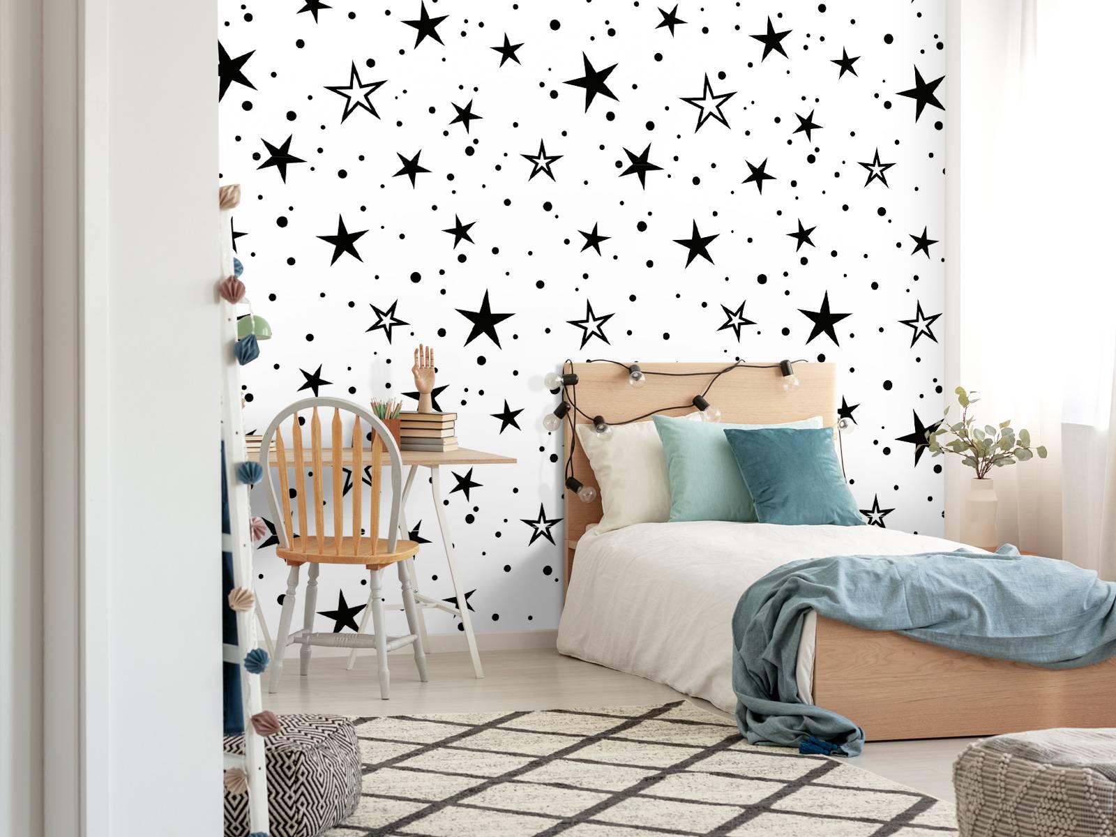 Svart Og Hvit Stjerne Tapet