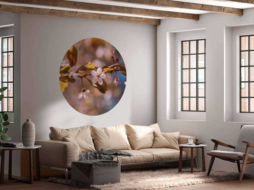 Rosa blomster og brune blader