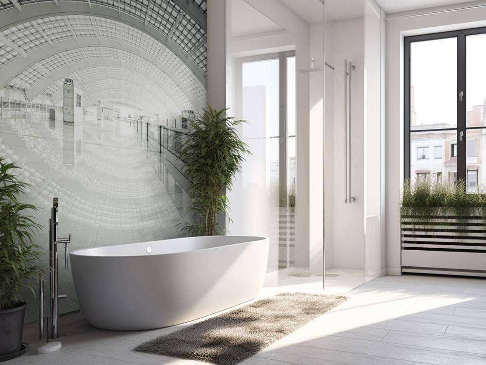 Moderne hall med avrunding