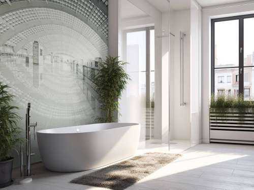 Moderne hall med avrunding