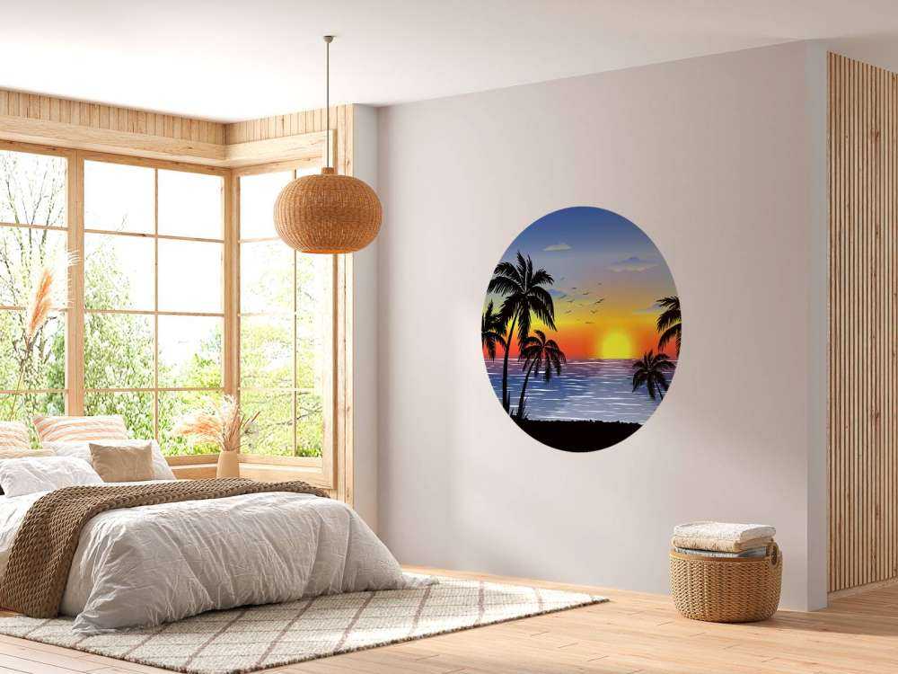 Blå, oransje solnedgang