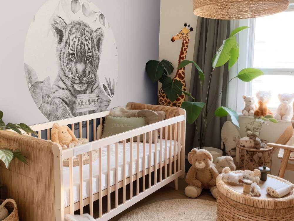 Søt tiger med planter beige