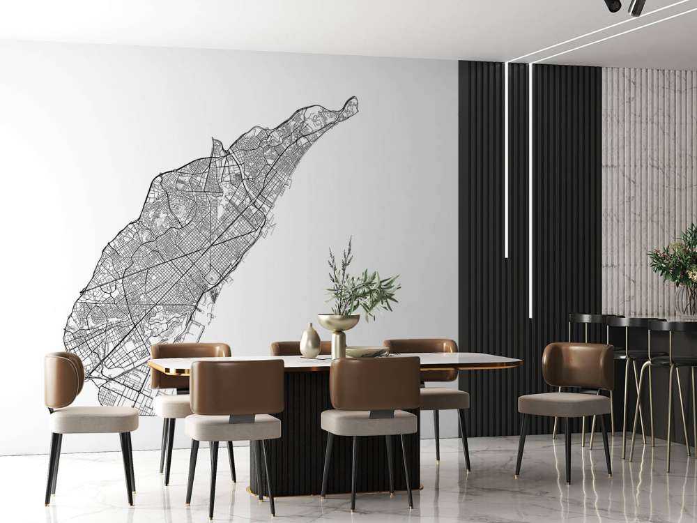 Kart over Barcelona, ​​hvitt