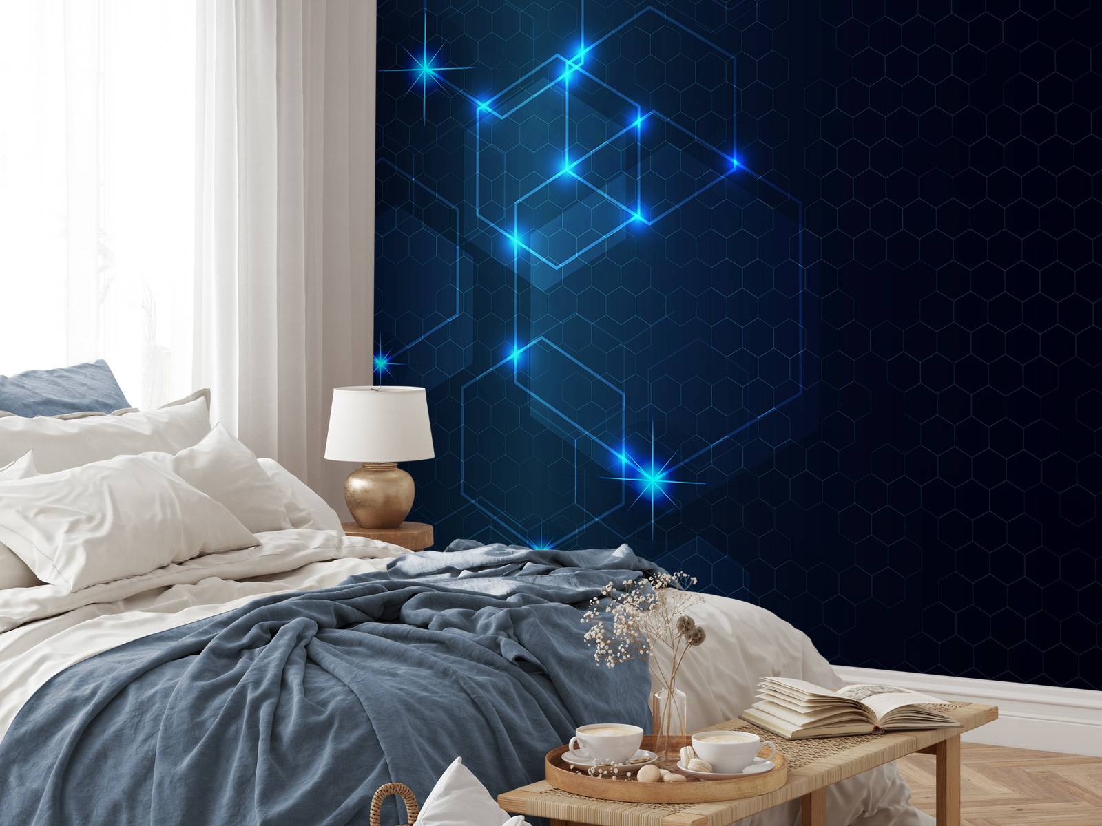 Abstrakta glödande hexagoner