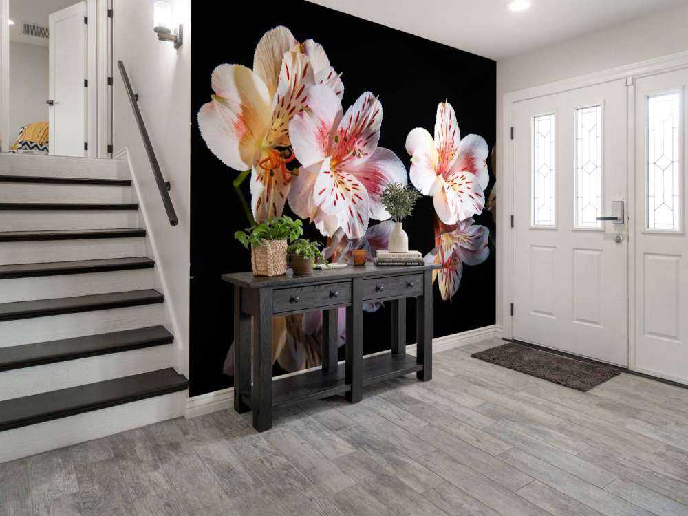 Alstroemeria blommar med reflektion