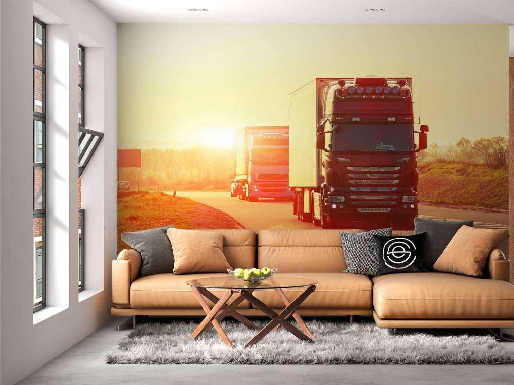 Lastbilar på en motorväg