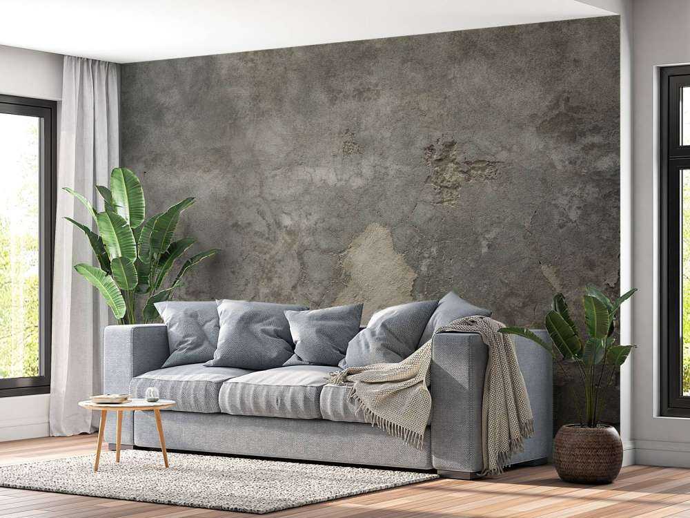 Sprucken betong med stuckatur