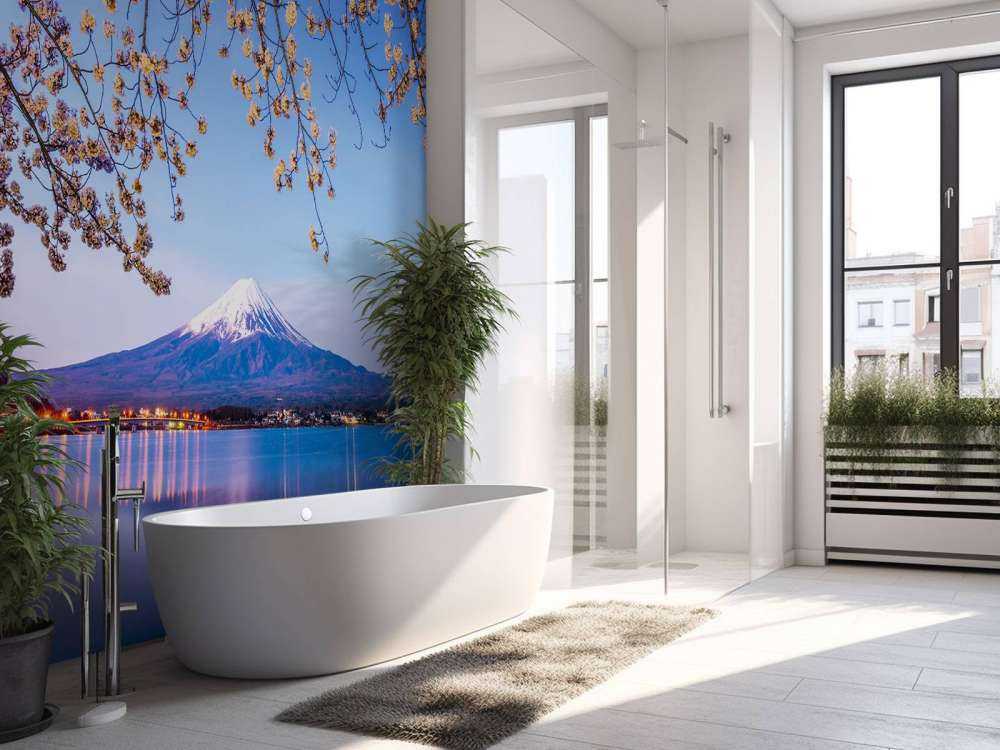 Mount Fuji vid vattenkanten