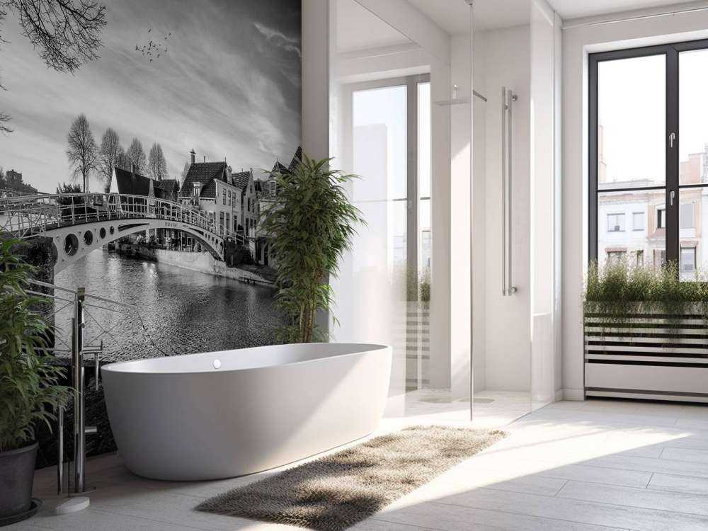 Den befästa staden Dokkum Bro över Klein Diep Friesland 