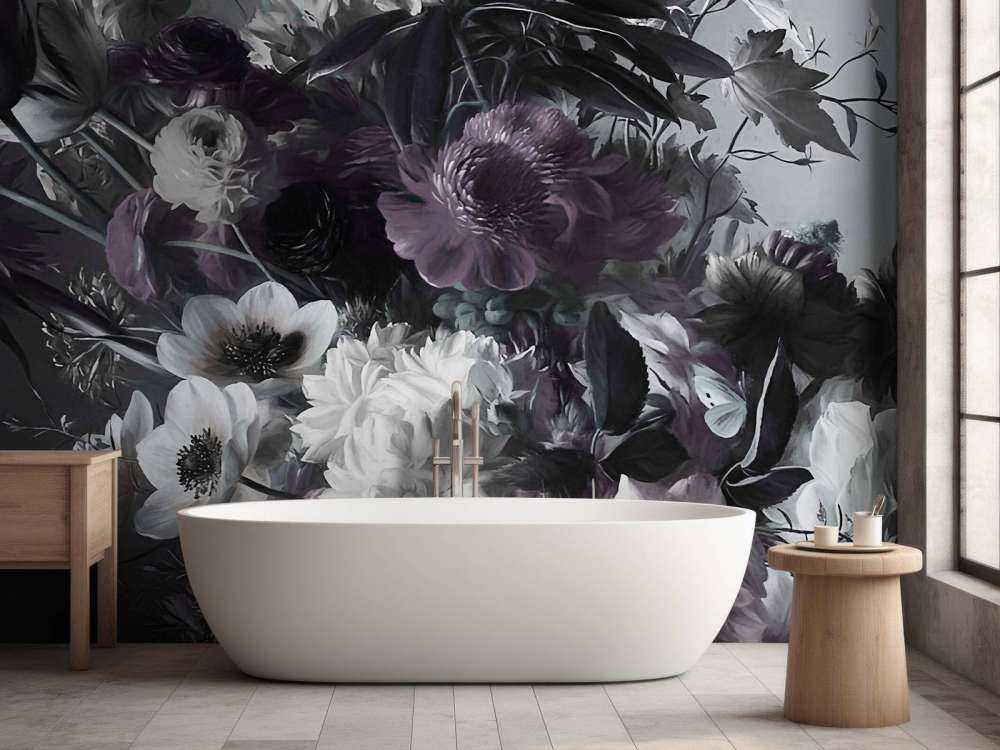 Stort bukett med anemoner Lila