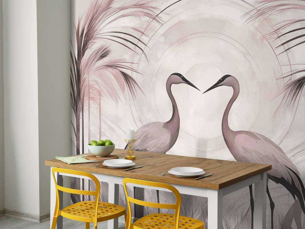 Kranar vid solnedgången rosa