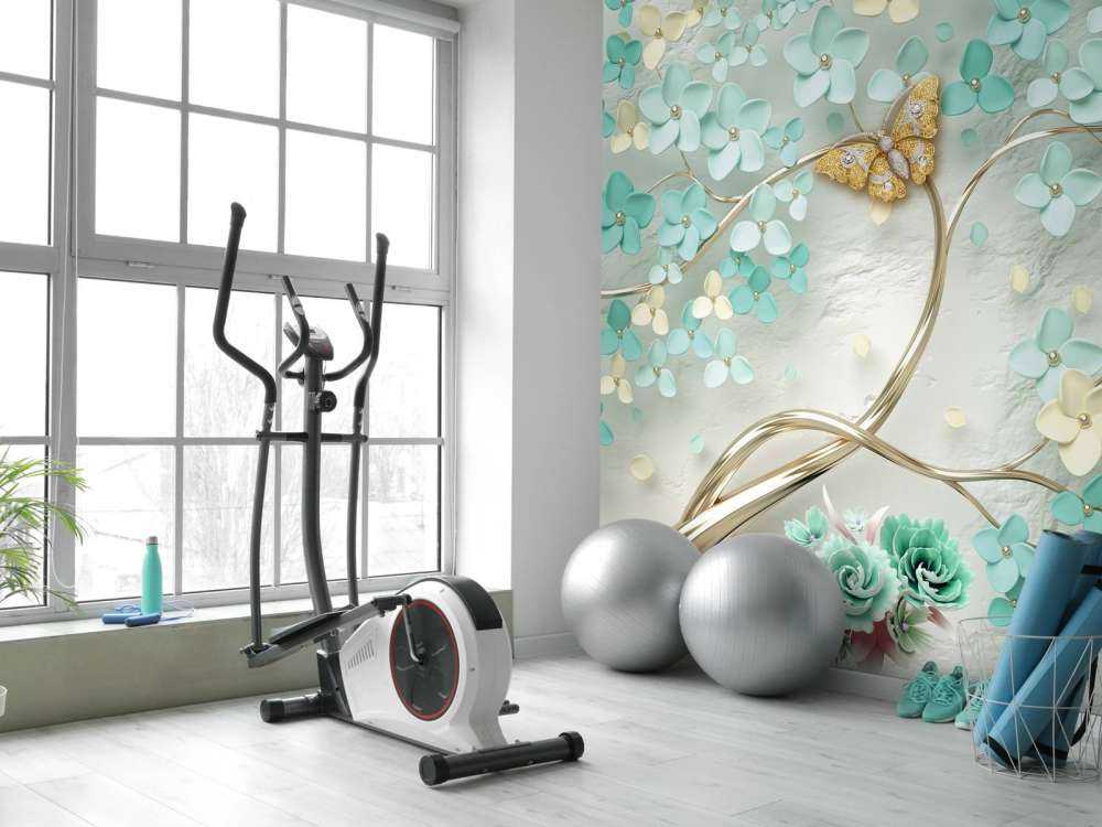 Gyllene fantasiträd med gröna blommor