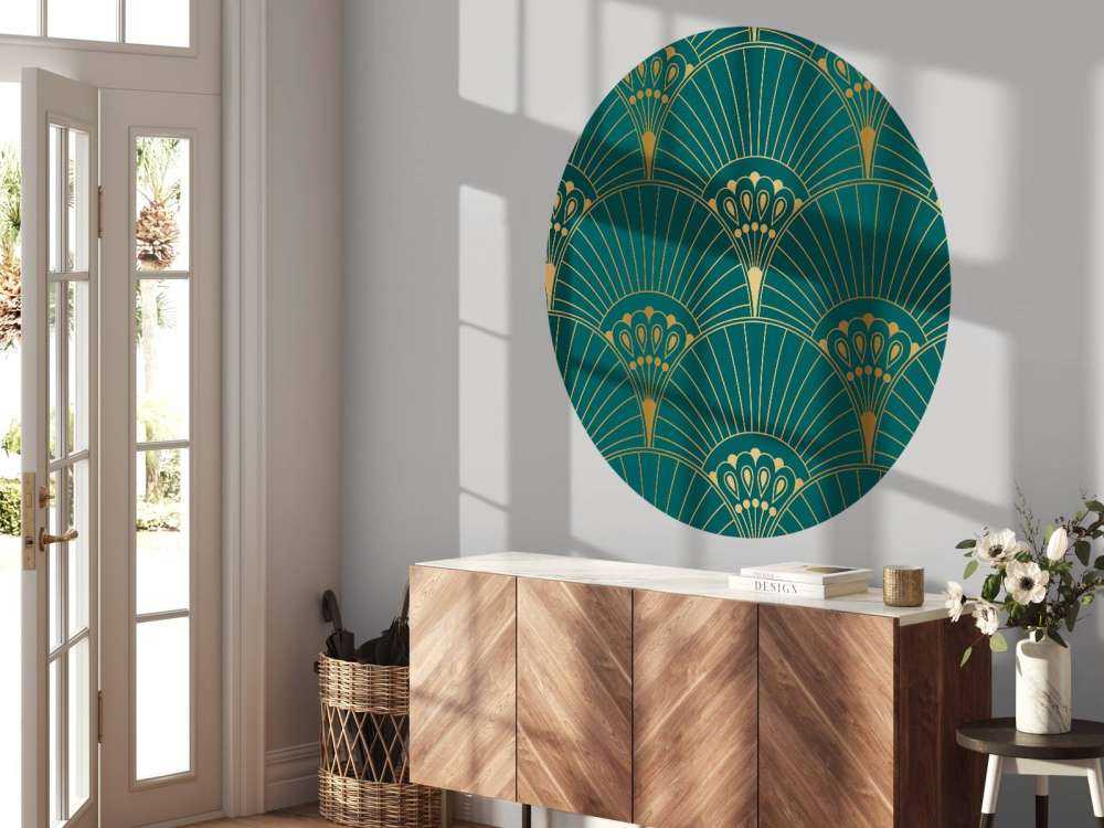 Art deco-fläkt i teal