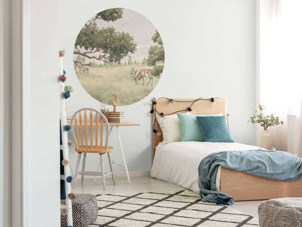 Landskap med djur i beige