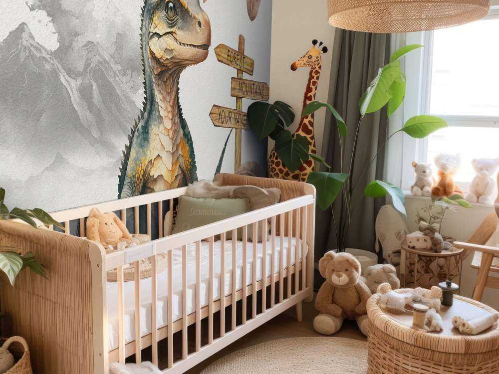 Baby velociraptor i den taupefärgade djungeln