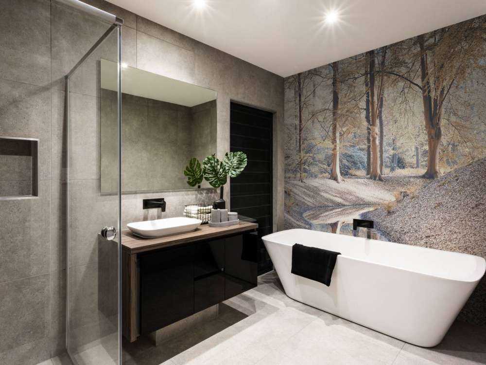 Bekk i skog - pastell