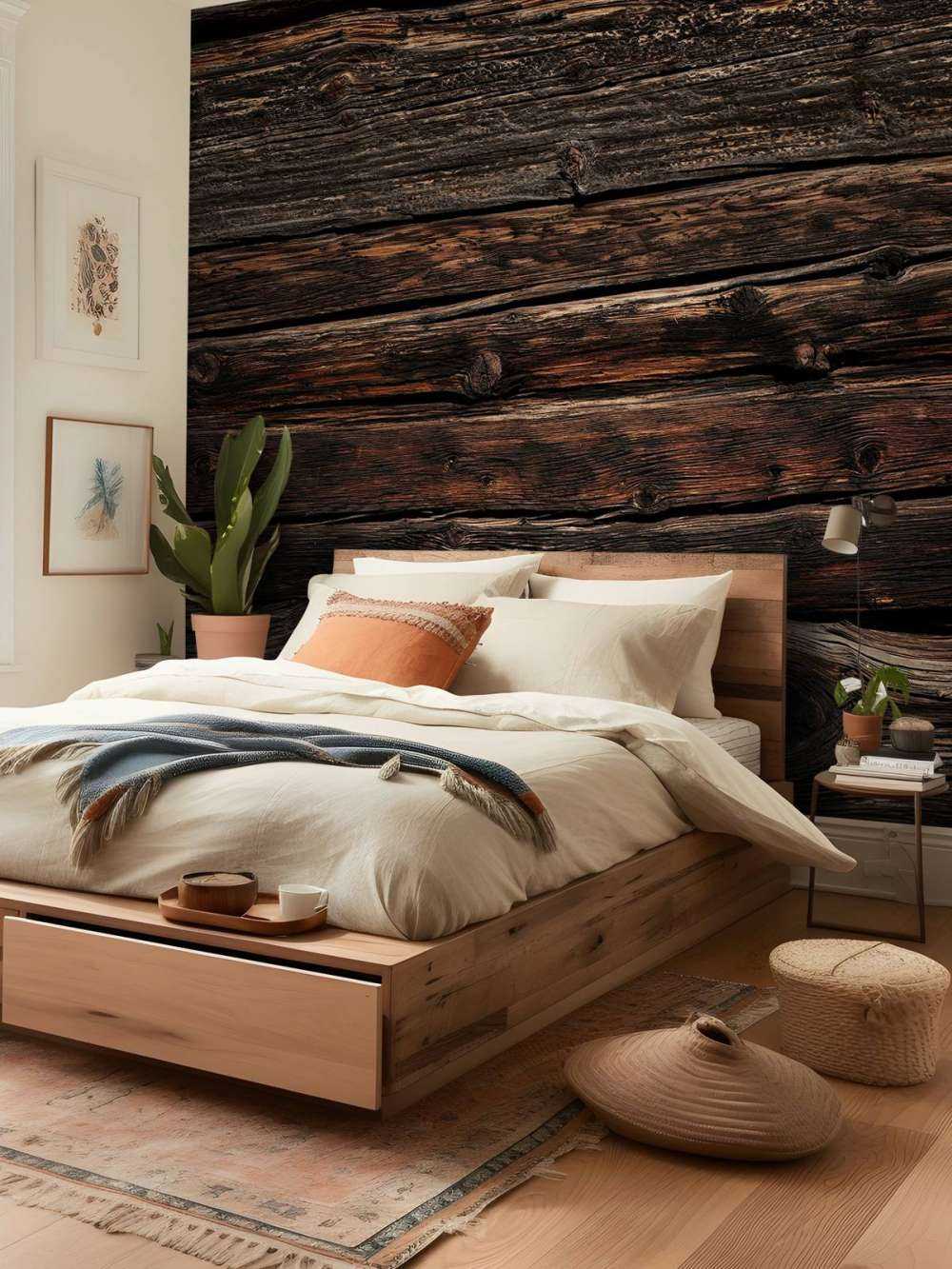 Mørk gammel horisontalt tre