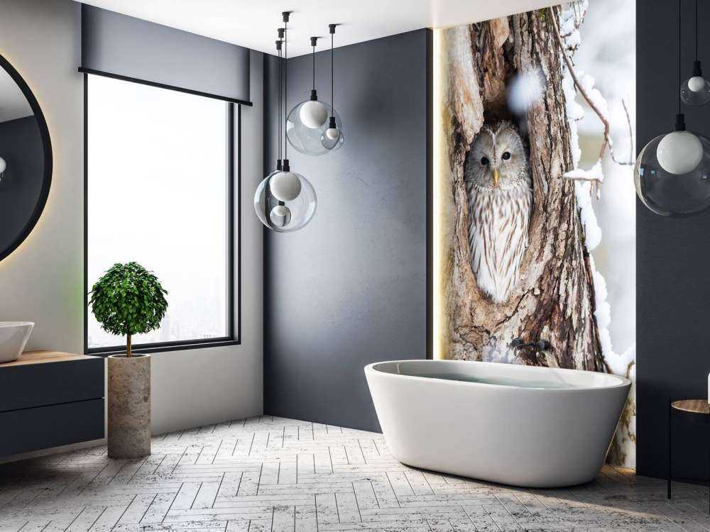 Hvit ugle i et hult tre