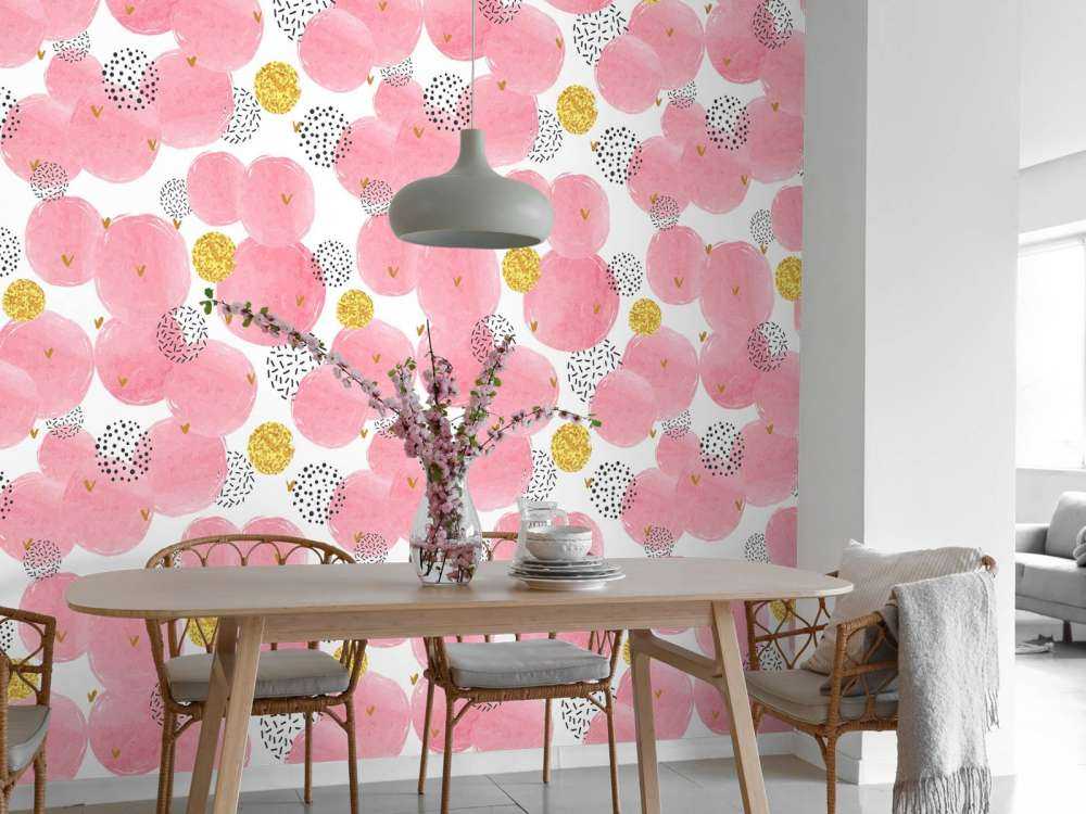 Rosa og gyldne sirkler