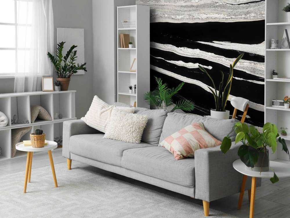 Svart marmor med hvite årer