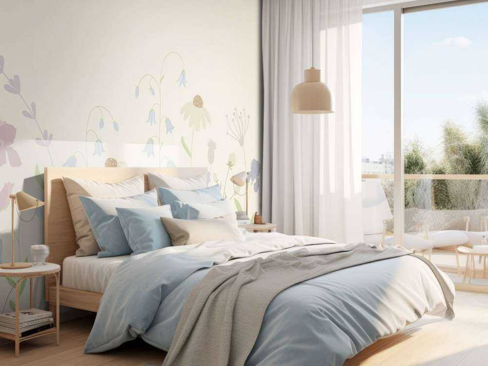 Blomsterfelt høy sand, gammelrosa, grønt og syrin