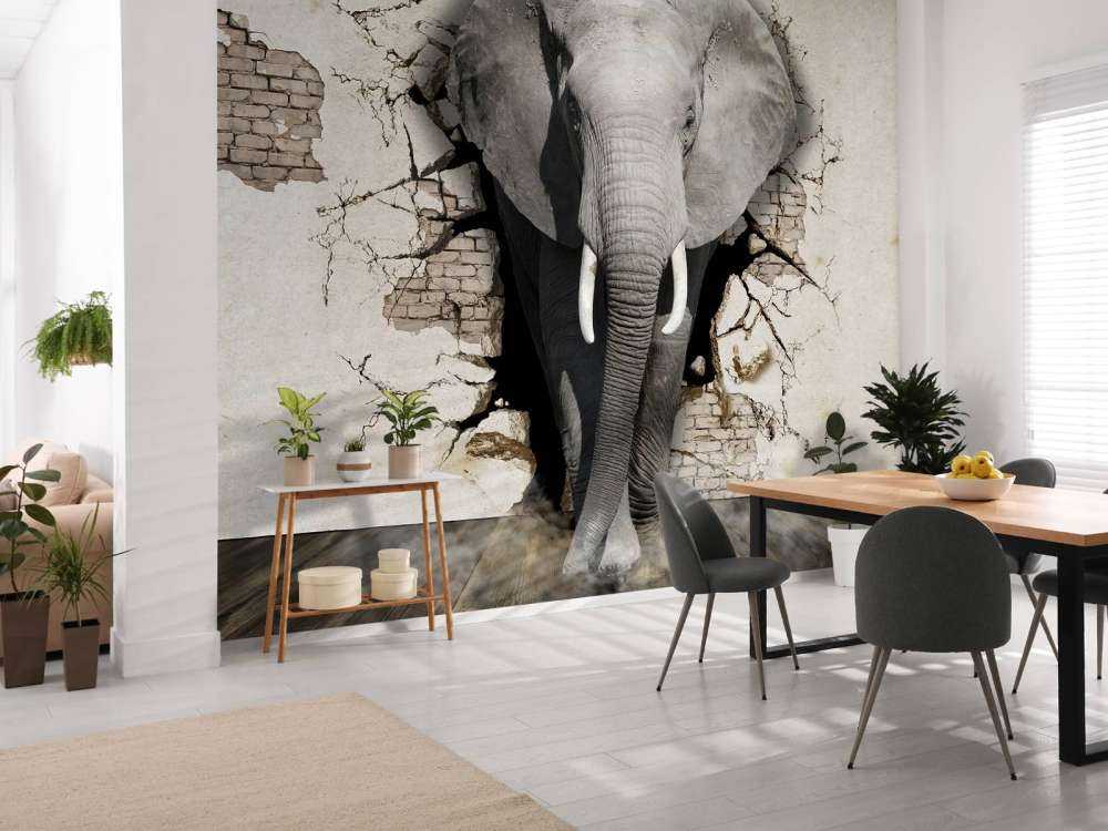 3D elefant fra veggen
