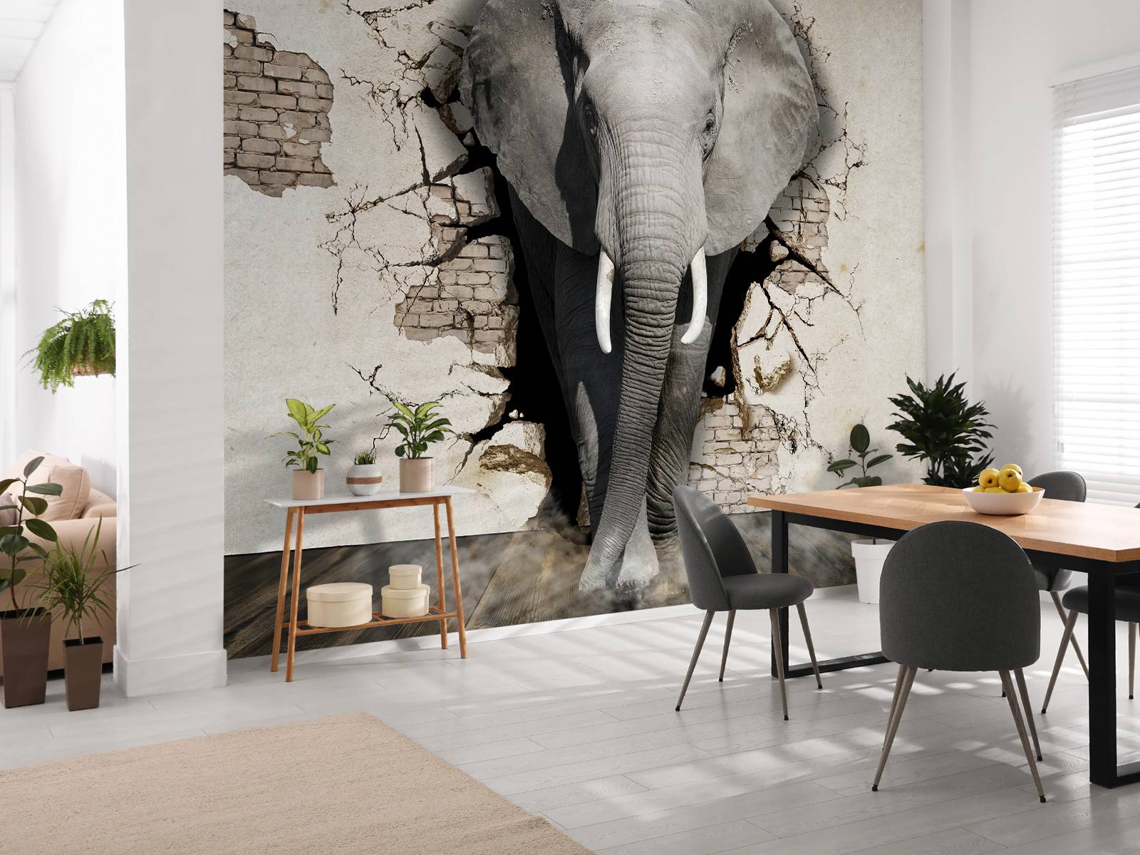 3D elefant fra veggen