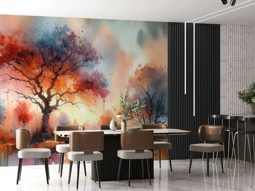 Høstens brennende baldakin i skumringen