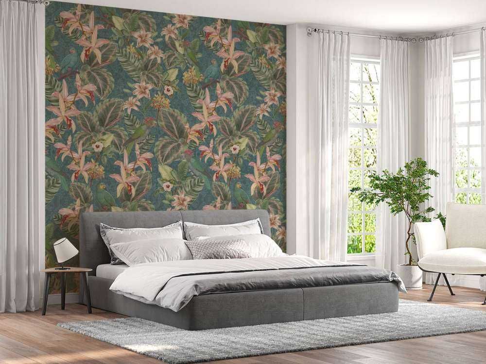 Tropiske jungelfugler og -papegøyer - turkis